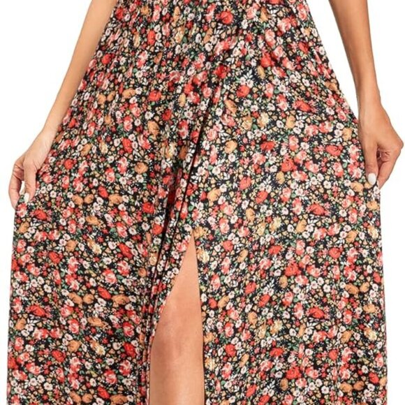 Women Maxi Dress Summer Floral Spaghetti Strap Beach Vacation Casual Flow - Picture 4 of 7